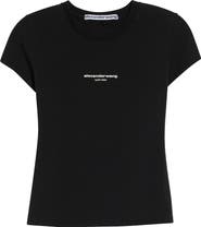 Alexander Wang Logo Print Fitted Stretch Cotton T-Shirt