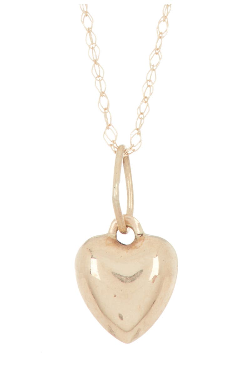 CANDELA JEWELRY 14K Yellow Gold Small Puffed Heart Necklace, Main, color, 