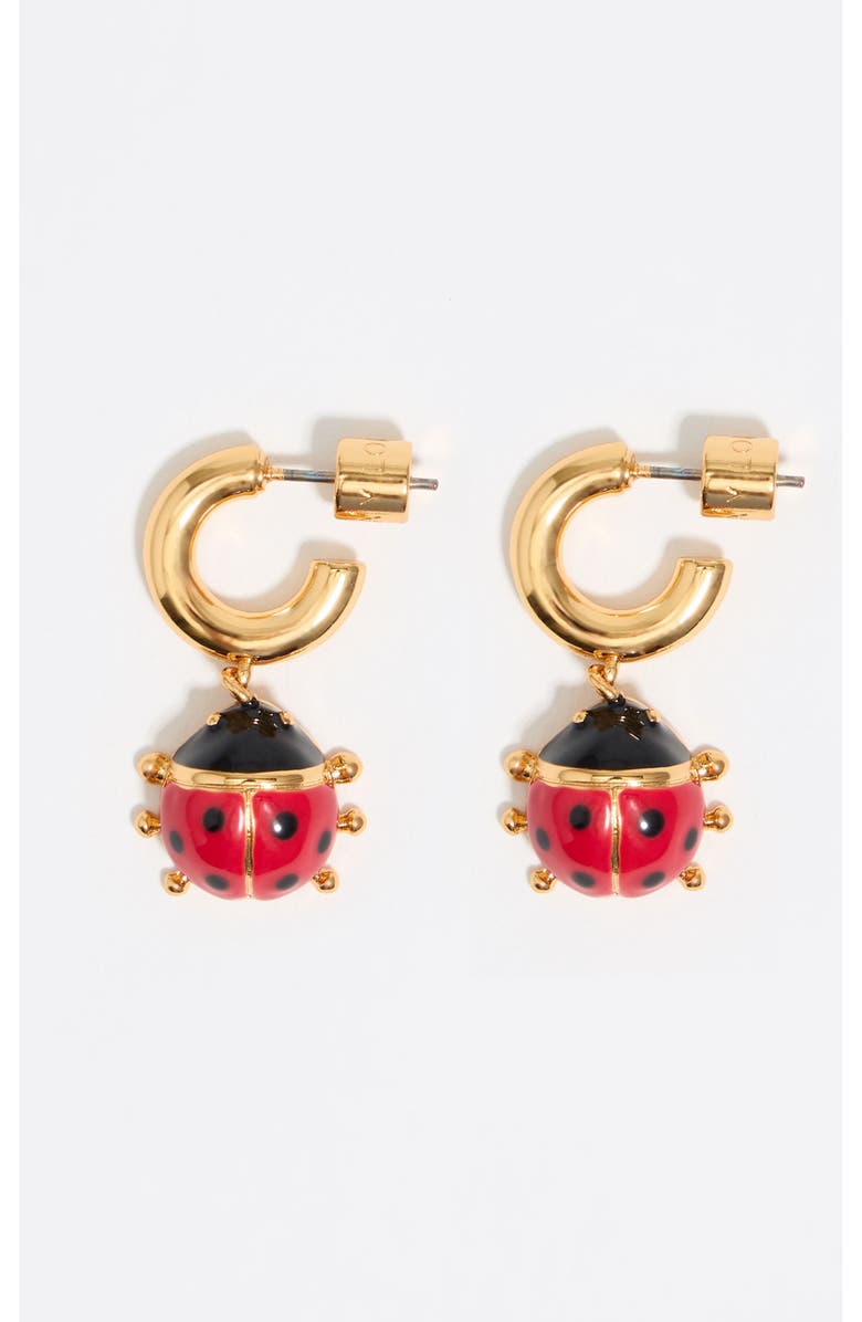 Bimba y Lola Ladybug Hoop Earrings, Main, color, Red