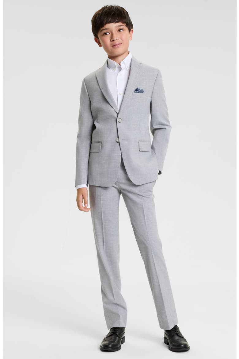 Kids' Grey Check Stretch Suit, Alternate, color, LIGHT GREY