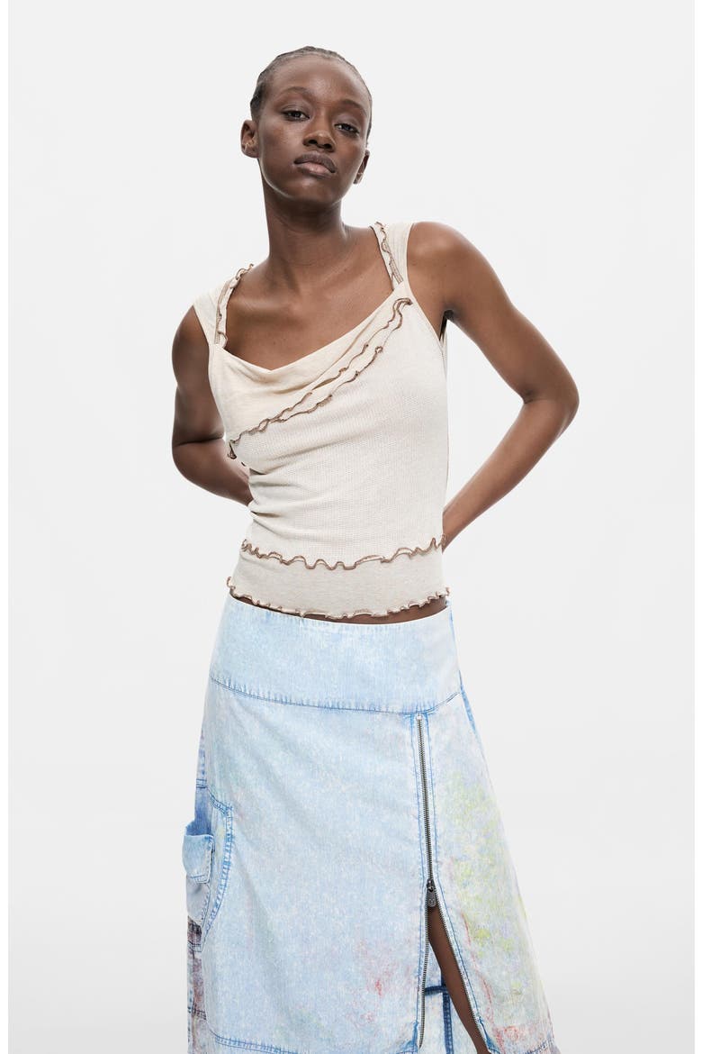 Graphic Print Straight Midi Denim Skirt, Alternate, color, LIGHT BLUE