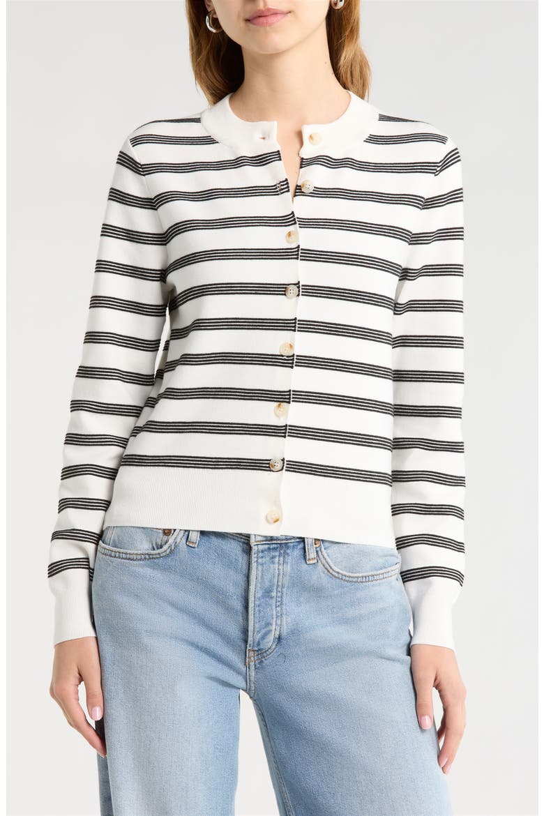 Tawni Stripe Cardigan, Alternate, color, BLACK WHITE STRIPE