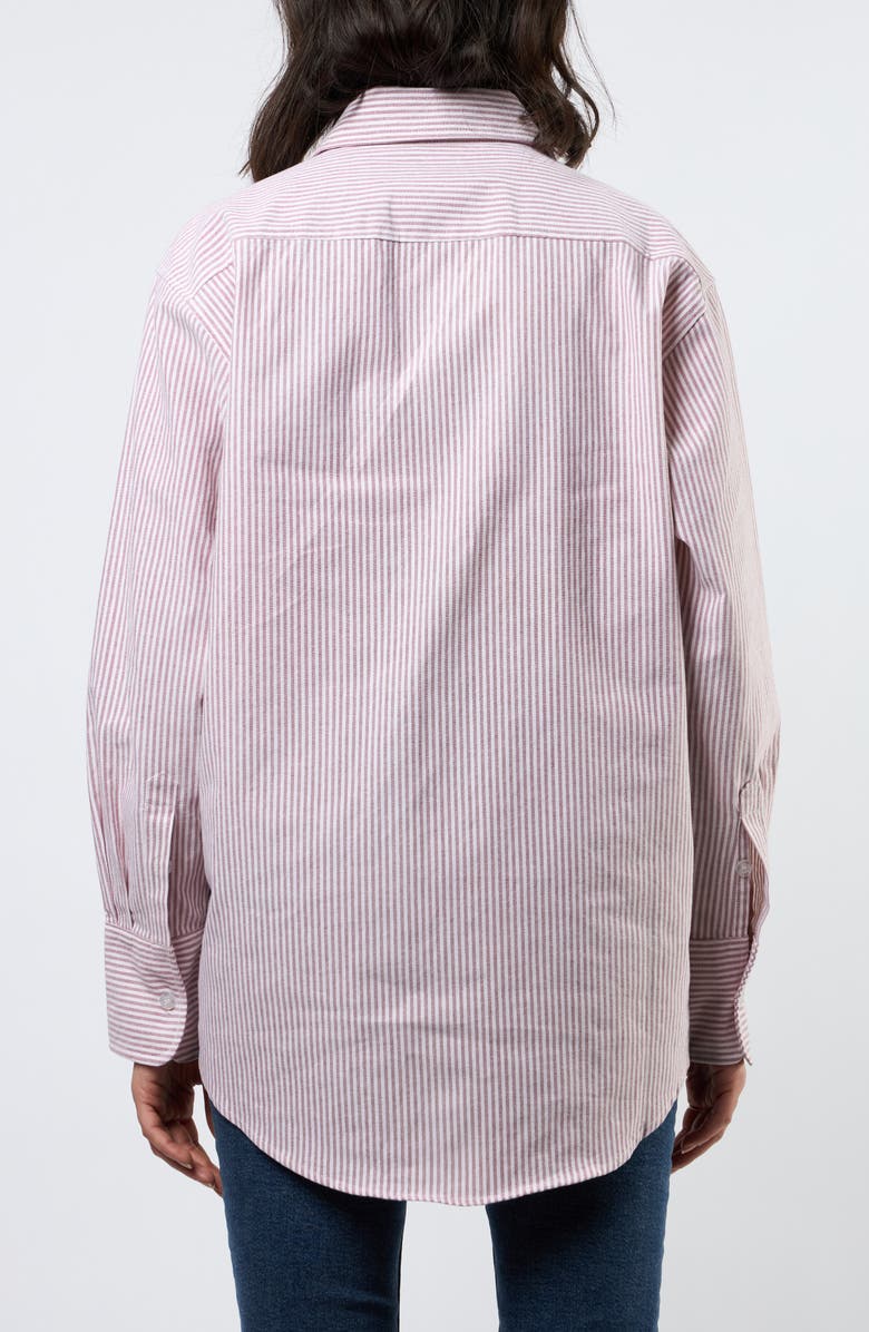 Viens Avec Moi The Oxford Stripe Button-Up Shirt, Alternate, color, Burgundy