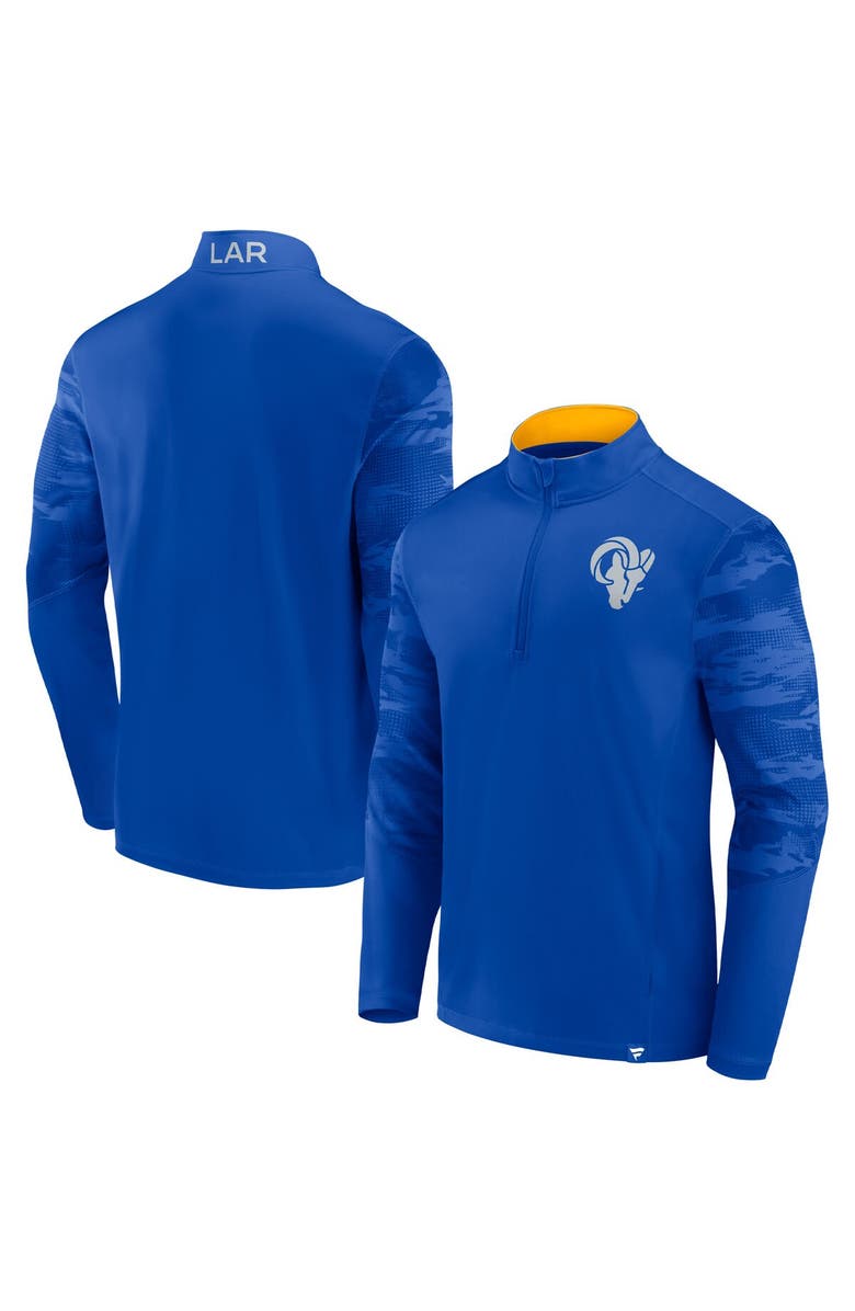 FANATICS Men's Fanatics Branded Royal Los Angeles Rams Ringer Quarter-Zip Jacket, Main, color, 