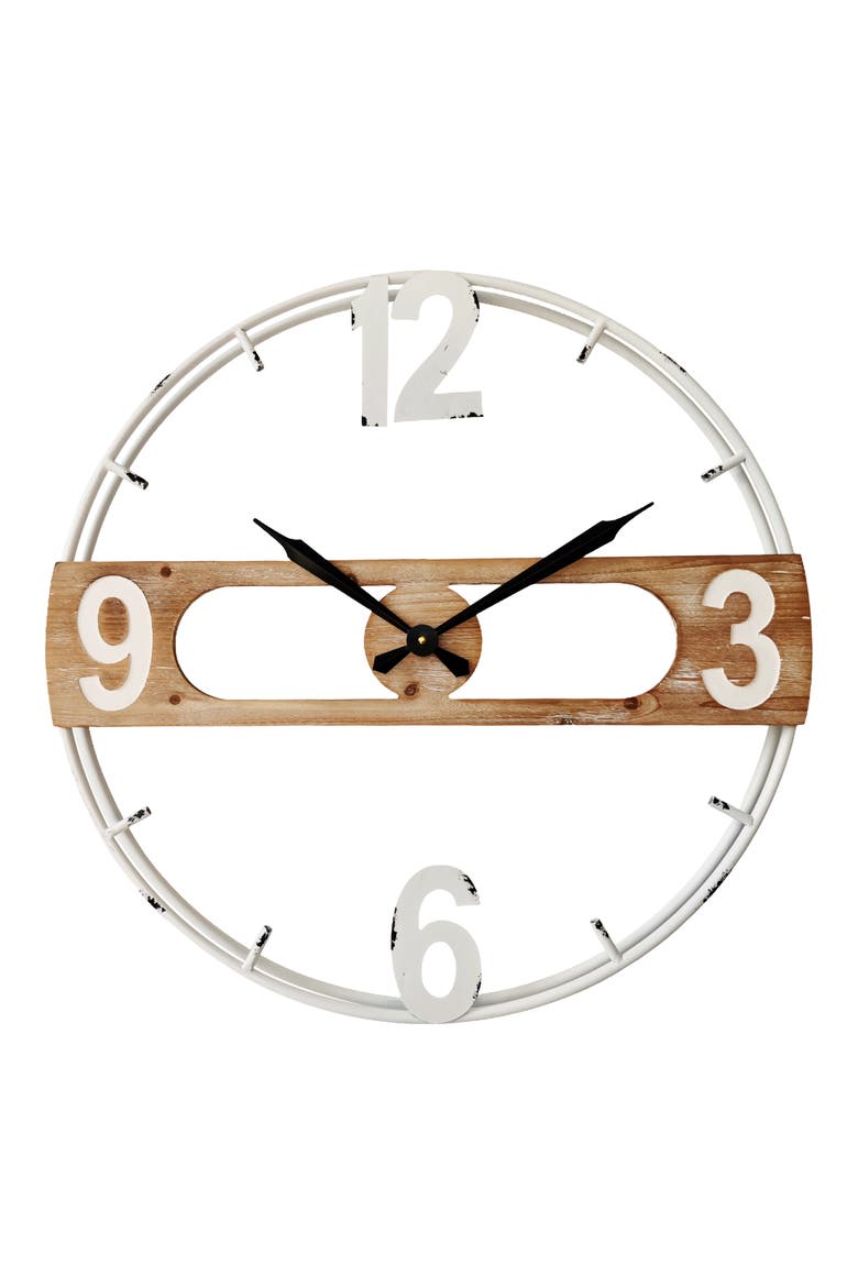 Metal 24 in. Wall Clock, Main, color, Brown