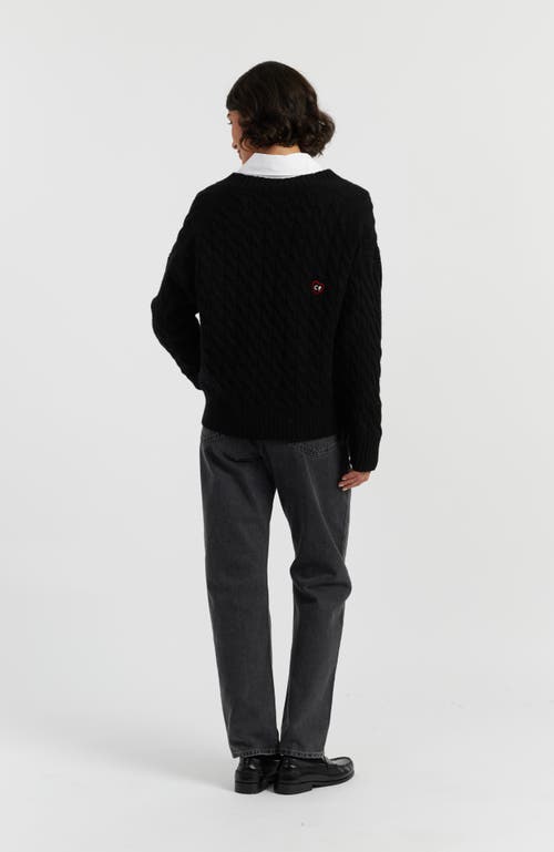Chinti & Parker Wool Cashmere Snoopy Cable Cardigan In Black