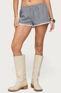 EDIKTED Ellie Gingham Lace Trim Shorts