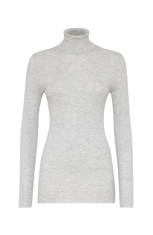Brunello Cucinelli Cashmere-silk Glitter Turtleneck Sweater In Light Grey