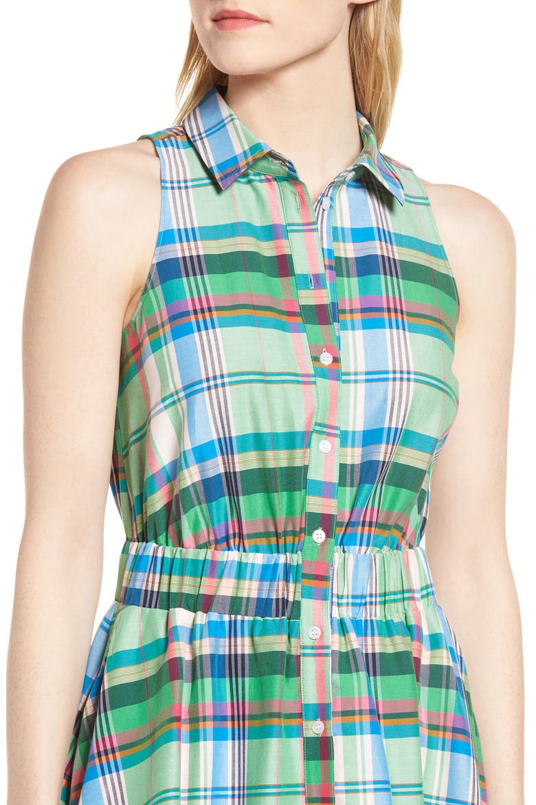 Sleeveless Shirtdress, Alternate, color, GREEN MULTI PLAID