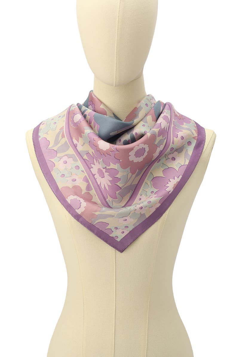 COACH Laurel Floral Script Silk Square Scarf, Alternate, color, 