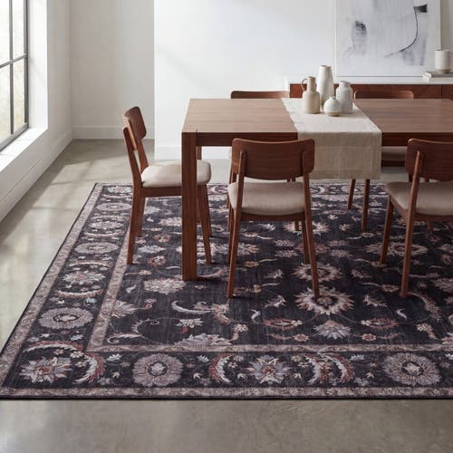 Jonathan Y Arabella Vintage Floral Border Non-slip Machine-washable Ivory/gray 2 Ft. X 8 Ft. Runner In Dark Gray/multi