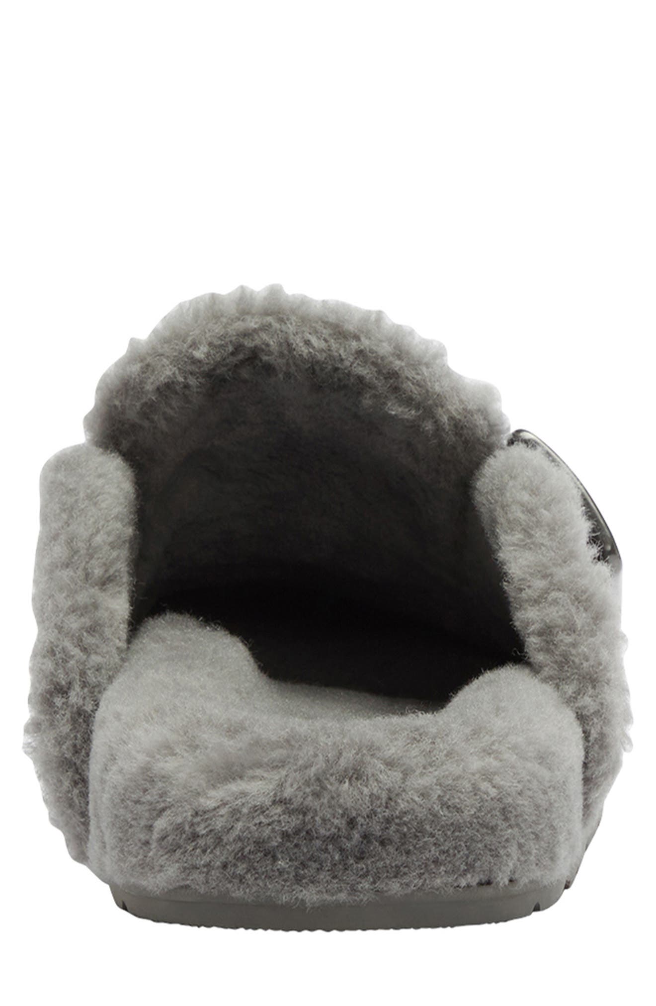 COACH Signature Genuine Shearling Lined Buckle Mule, Alternate, color, Charcoal