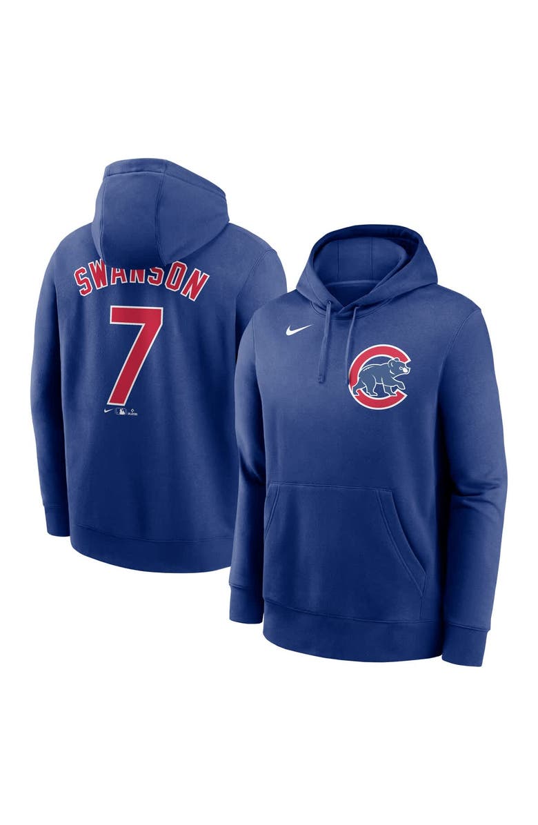 Nike Men's Nike Dansby Swanson Royal Chicago Cubs Player Name & Number Club Pullover Hoodie, Alternate, color, Royal