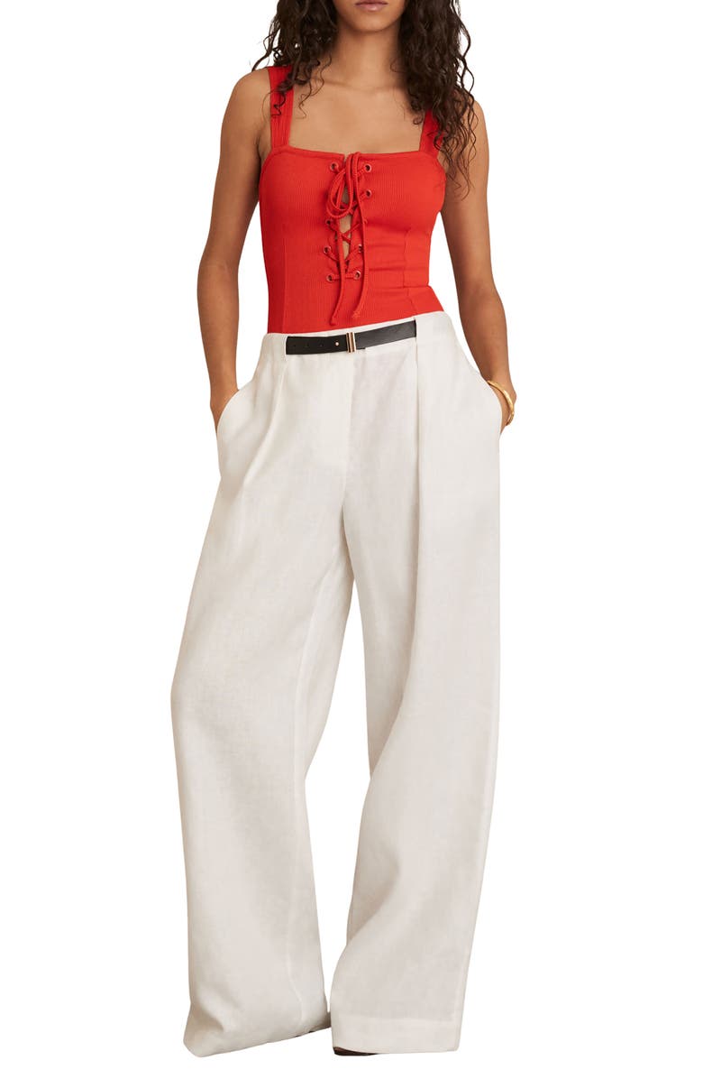 Reiss Fabienne Lace-Up Rib One-Piece Swimsuit, Alternate, color, Orange