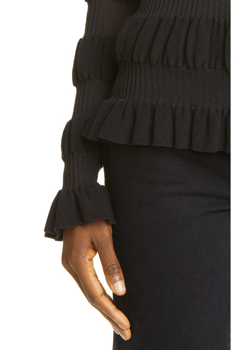 Gigi Texture Stripe Pullover, Alternate, color, BLACK