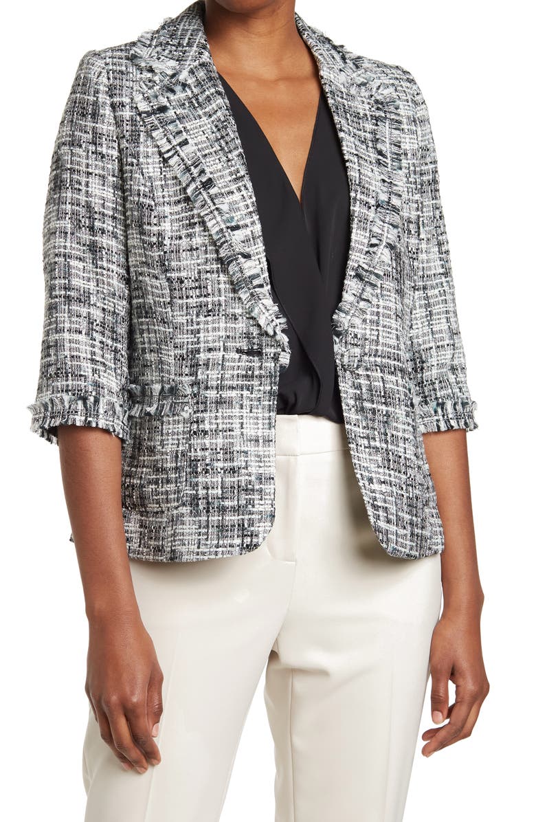 Love Token 3/4 Sleeve Printed Blazer, Main, color,