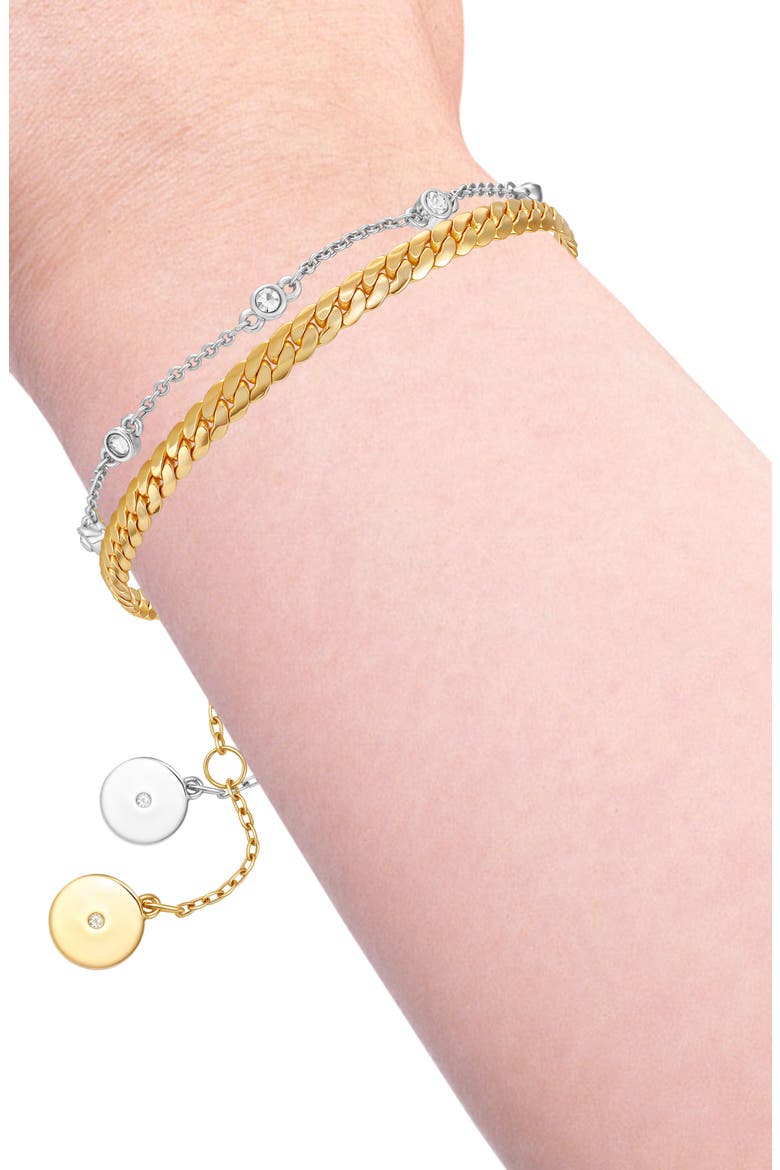 Set of 2 Chain Bracelets, Alternate, color, GOLD TONE