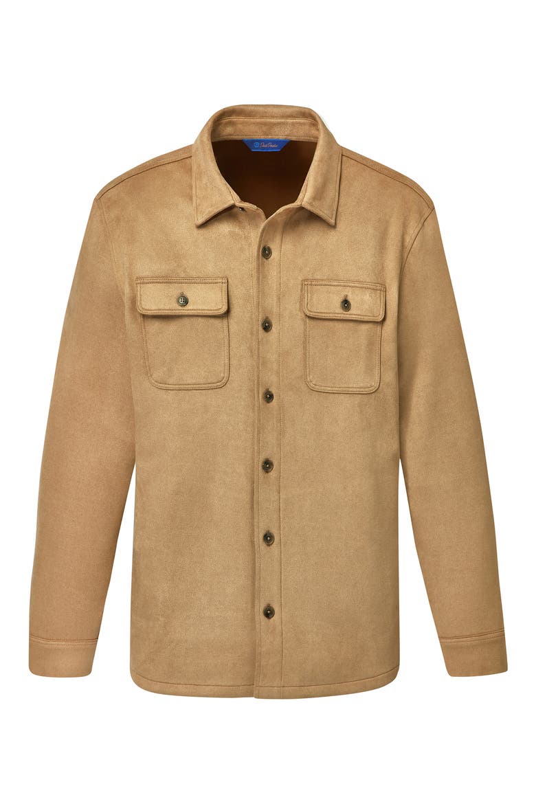 Faux Suede Overshirt, Main, color, TAN