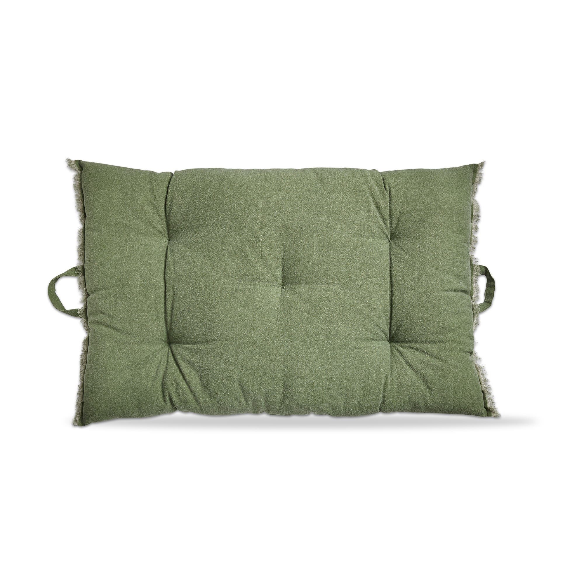 Tag Green Cotton Yarn Dyed Stone Wash Decorative Throw Pillow