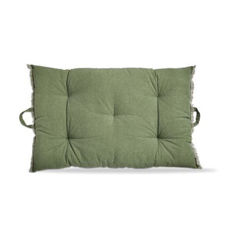 Green Cotton Yarn Dyed Stone Wash Decorative Throw Pillow