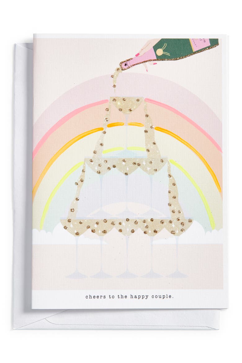 Cheers to the Happy Couple Greeting Card, Main, color, BEIGE RAINBOW MULTI