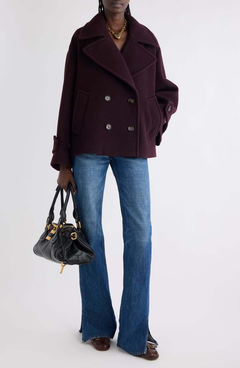 Chloé Iconic Soft Wool Blend Coat, Alternate, color, Deep Purple