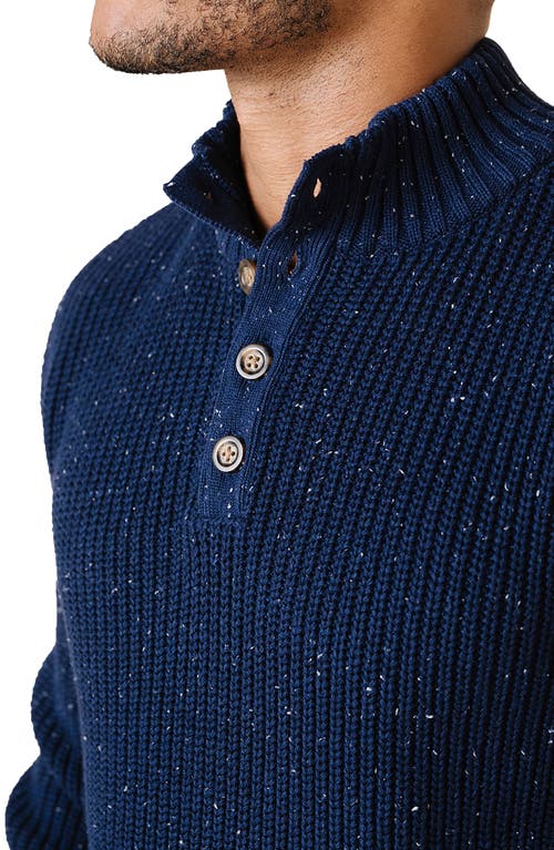 Hope & Henry Organic Mock Neck Cardigan Stitch Sweater In Blue
