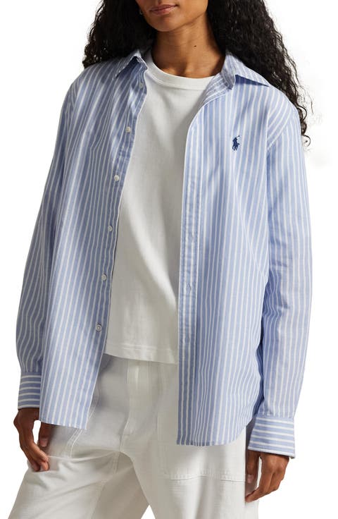 Classic Fit Stripe Cotton & Linen Button-Up Shirt