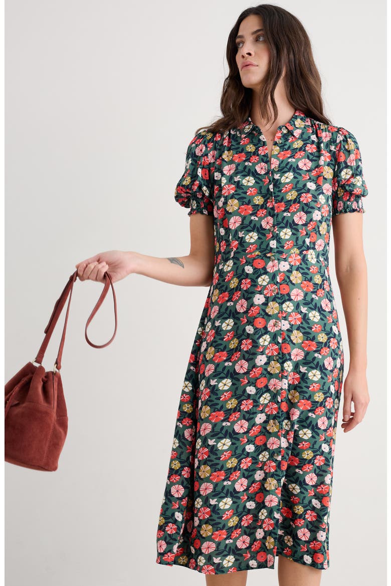 Bridget Print A-Line Shirtdress, Alternate, color, WINDING PETUNIAS GROVE