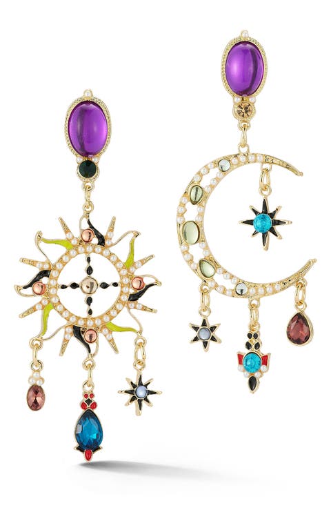 Celestial Faux Pearl Drop Earrings