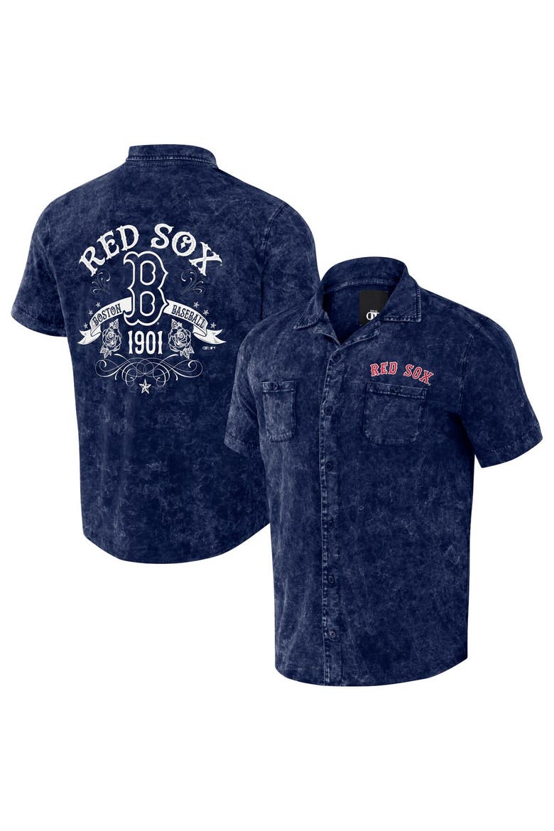 Men's Darius Rucker Collection by Fanatics  Navy Boston Red Sox Denim Team Color Button-Up Shirt, Main, color, Navy