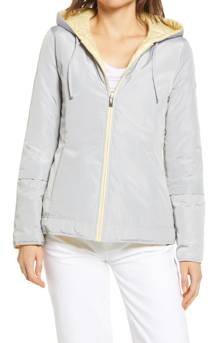 Via Spiga Reversible Hooded Puffer Jacket, Alternate, color, Yellow