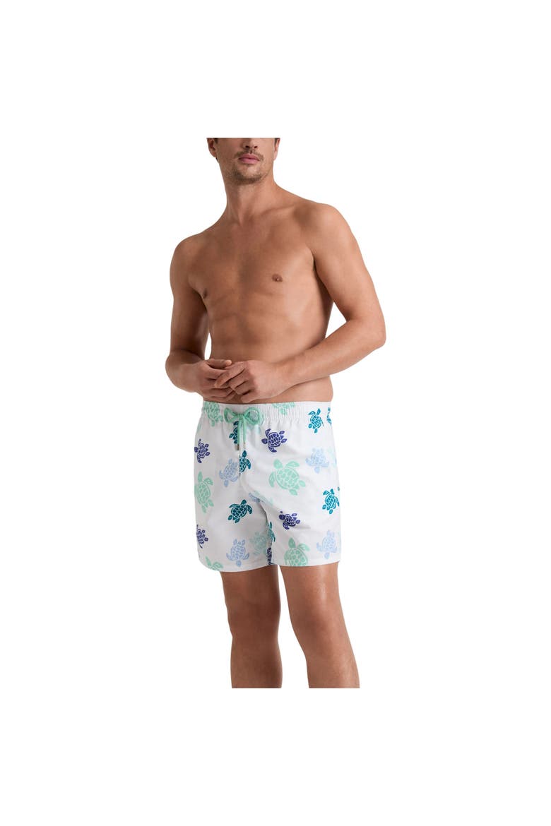 Men Swim Shorts Tortues Multicolores, Alternate, color, White