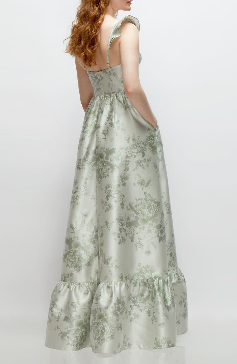 Dessy Collection Floral Corset Gown, Alternate, color, Sage Cottage Rose