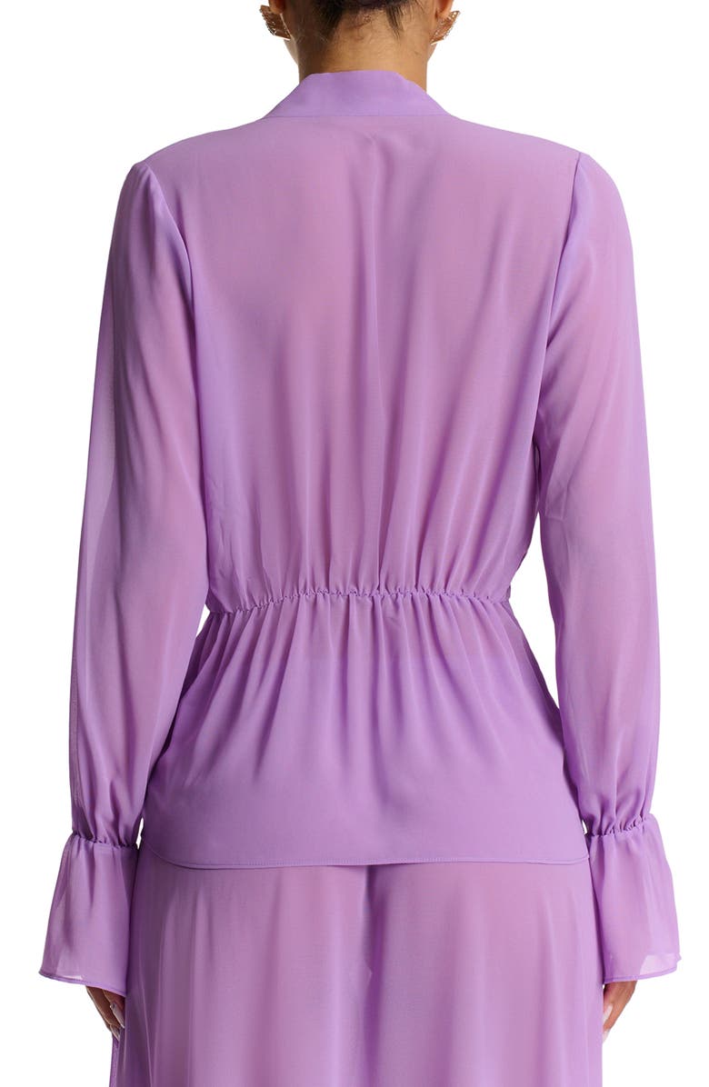 Naked Wardrobe Plunge Tie Front Chiffon Top, Alternate, color, Violet