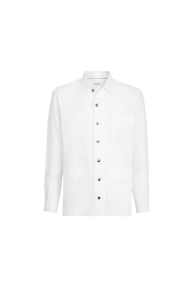 Brunello Cucinelli Linen guayabera, Alternate, color, White