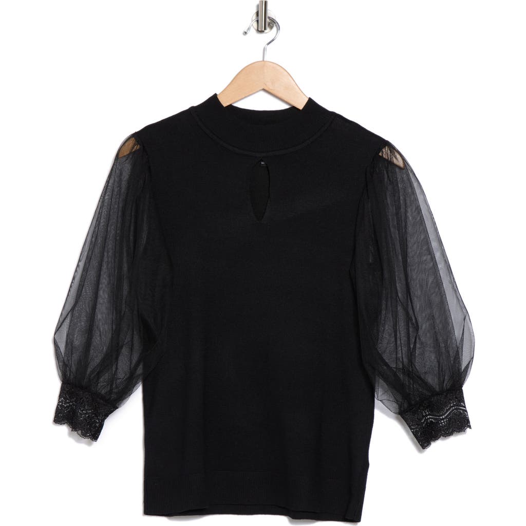By Design Harmony Mesh Sleeve Sweater