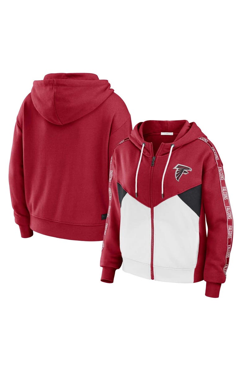 WEAR by Erin Andrews Women's WEAR by Erin Andrews Red/White Atlanta Falcons Plus Size Color Block Full-Zip Hoodie, Main, color, 