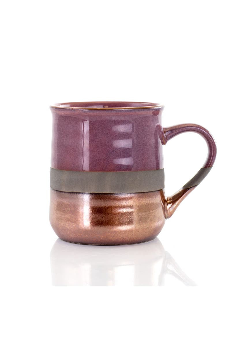 Gibson Home Copper Tonal 4 Piece 18 Ounce Round Stoneware Mug Set, Alternate, color, Brown
