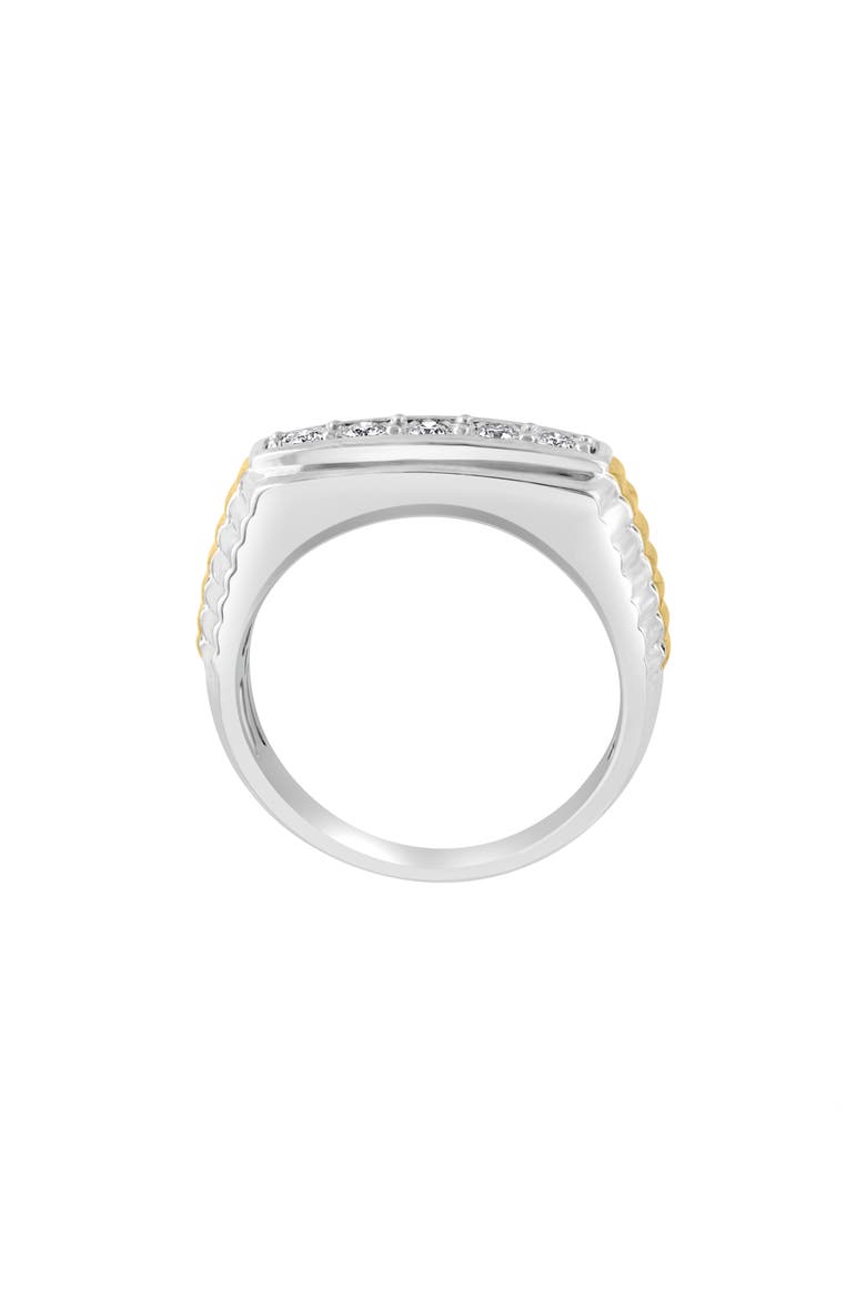 Diamond Two-Tone Signet Ring, Alternate, color, SILVER