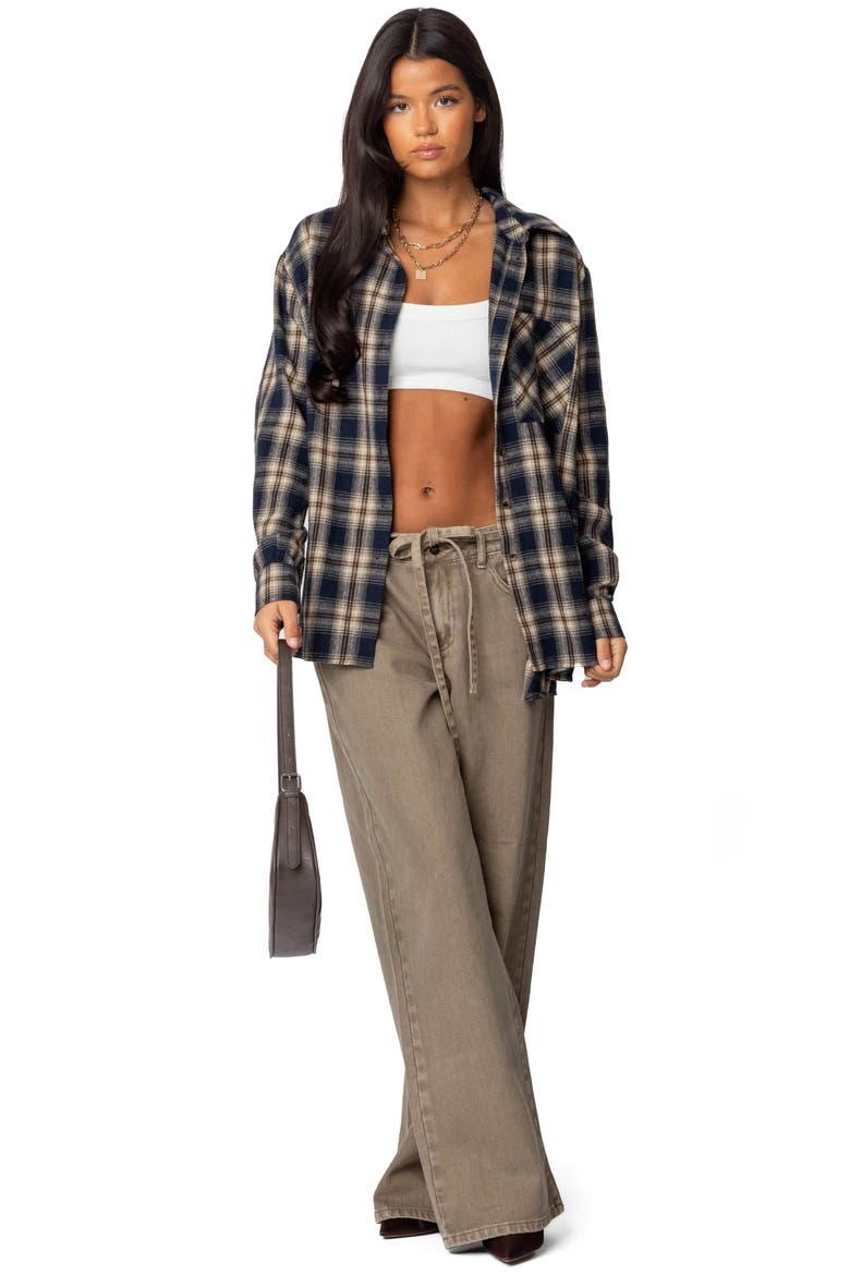 Hudson Oversize Tie Belt Wide Leg Jeans, Alternate, color, OLIVE-WASHED