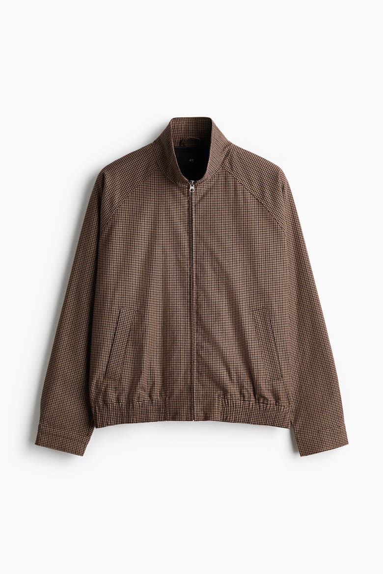 Harrington-Style Jacket, Alternate, color, Brown/houndstooth
