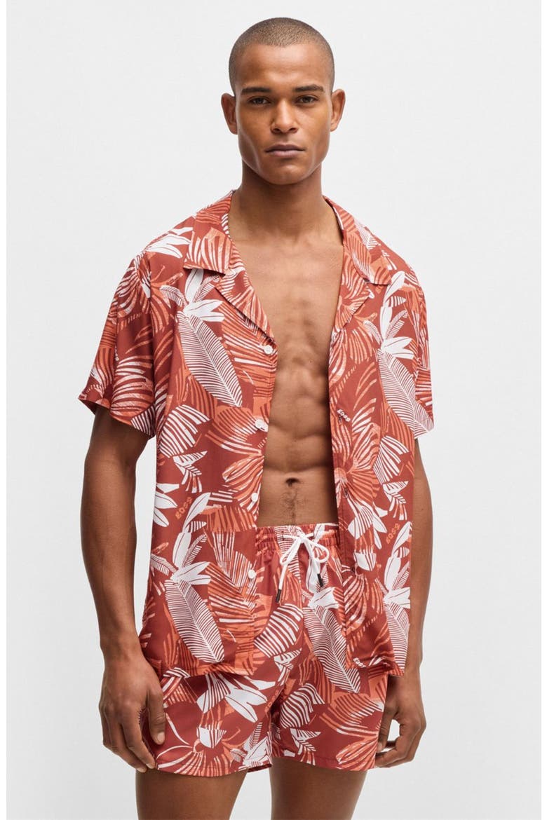 Piranha Floral Swim Trunks, Alternate, color, BT ORGE