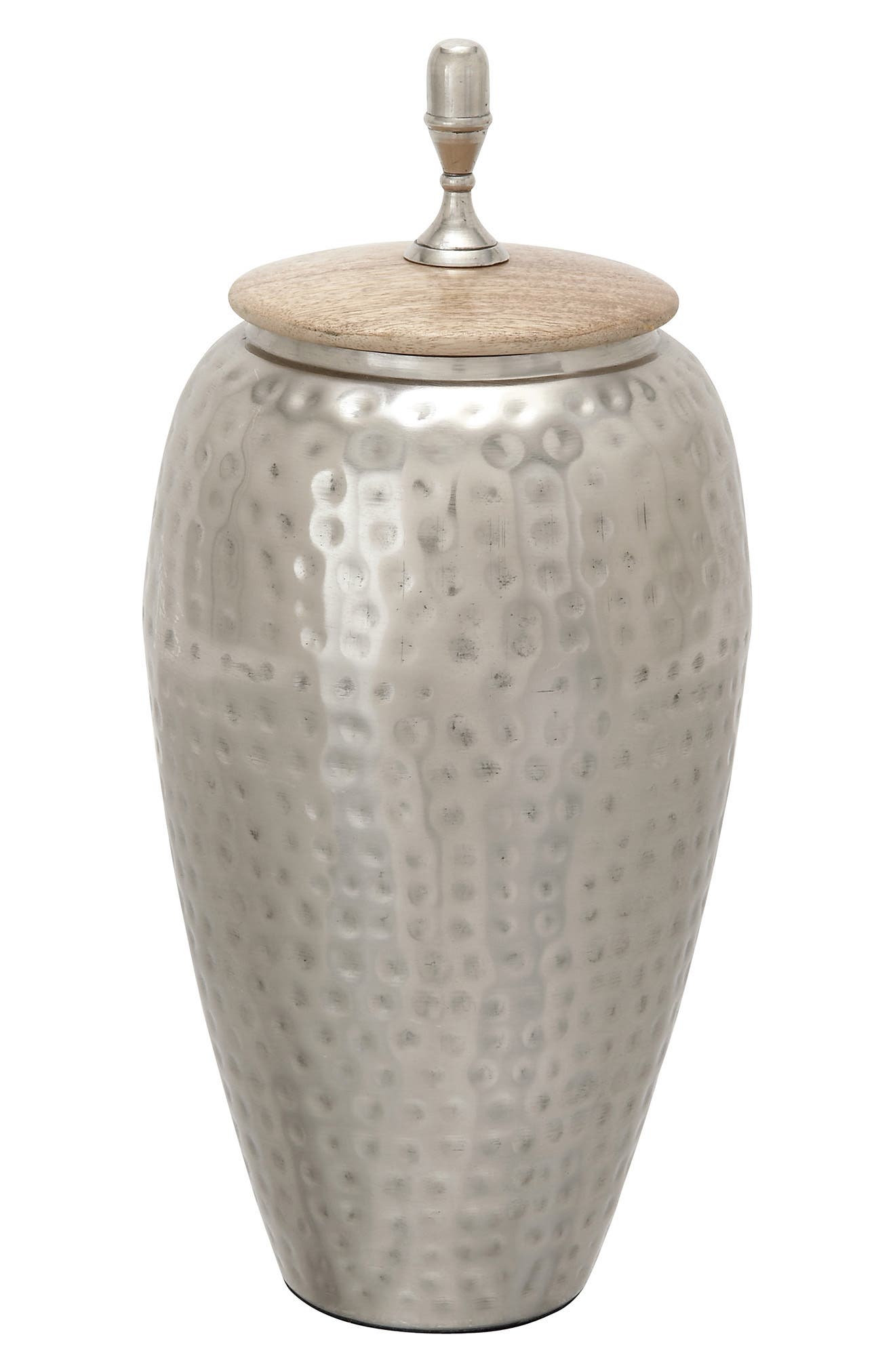 VIVIAN LUNE HOME Silvertone Metal Contemporary Decorative Jar