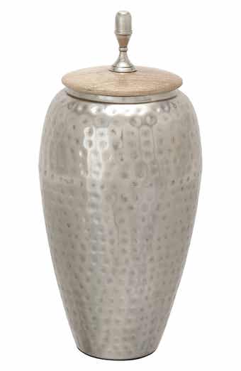 VIVIAN LUNE HOME Silvertone Metal Contemporary Decorative Jar