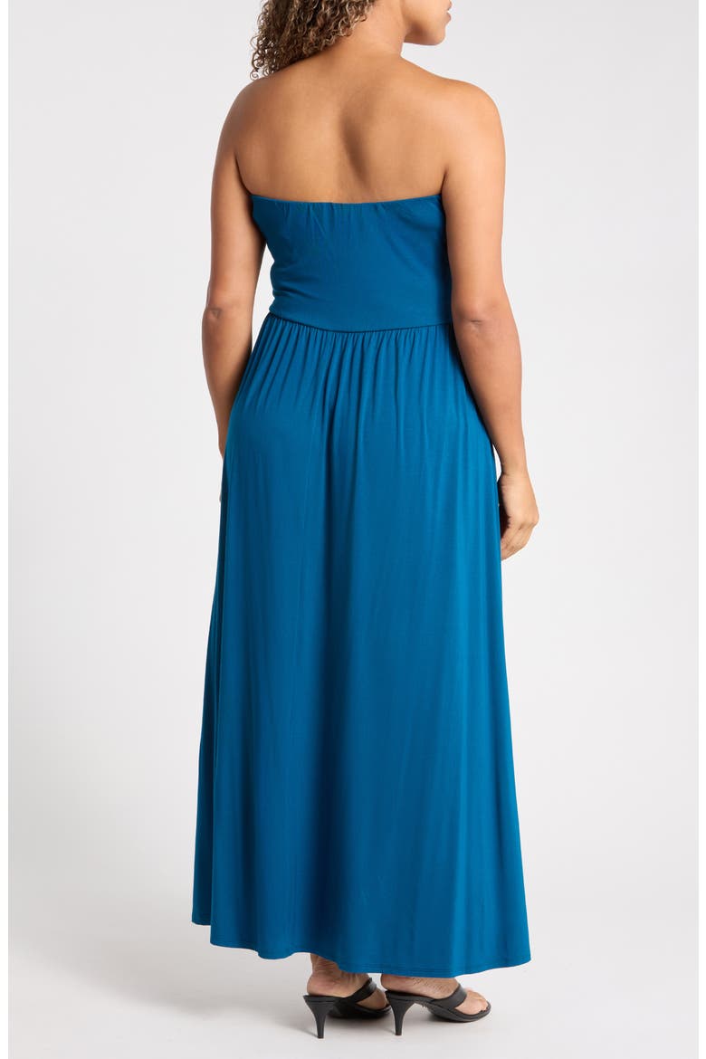 Strapless Maxi Dress, Alternate, color, TEAL BLUE