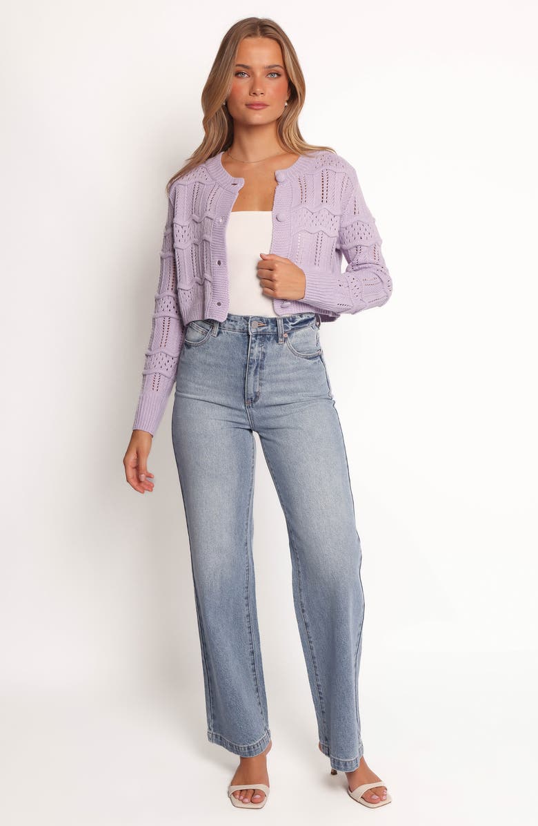 Petal & Pup Aidy Pointelle Crop Cardigan, Alternate, color, Lilac