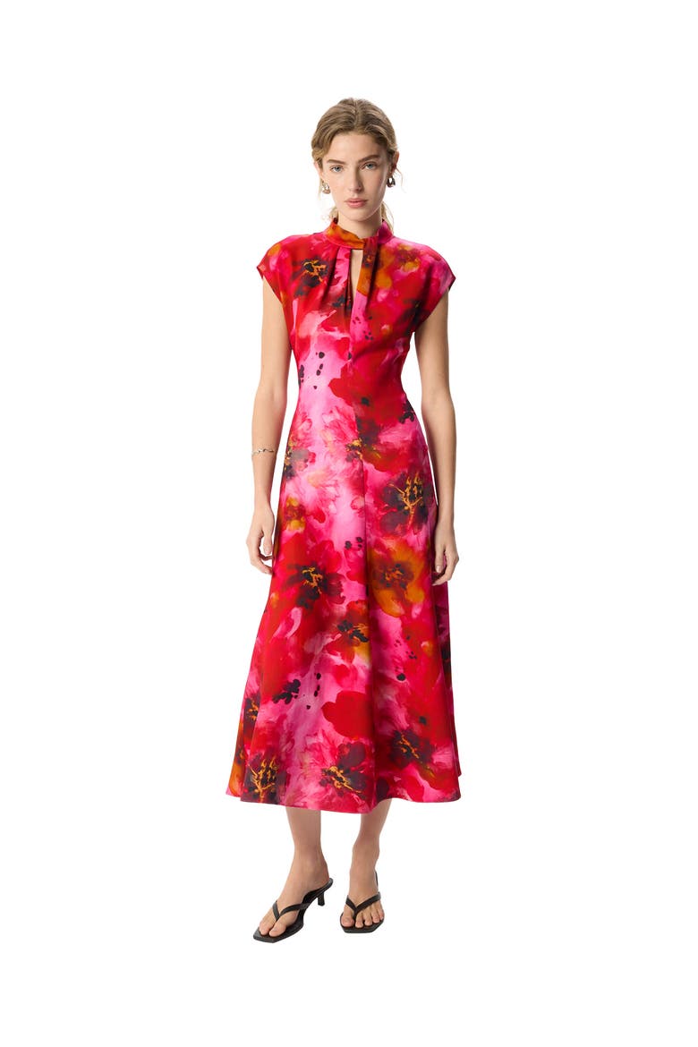 Painterly Floral Midi Dress, Main, color, Pink/Multi
