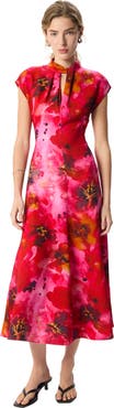 Whistles Painterly Floral Midi Dress