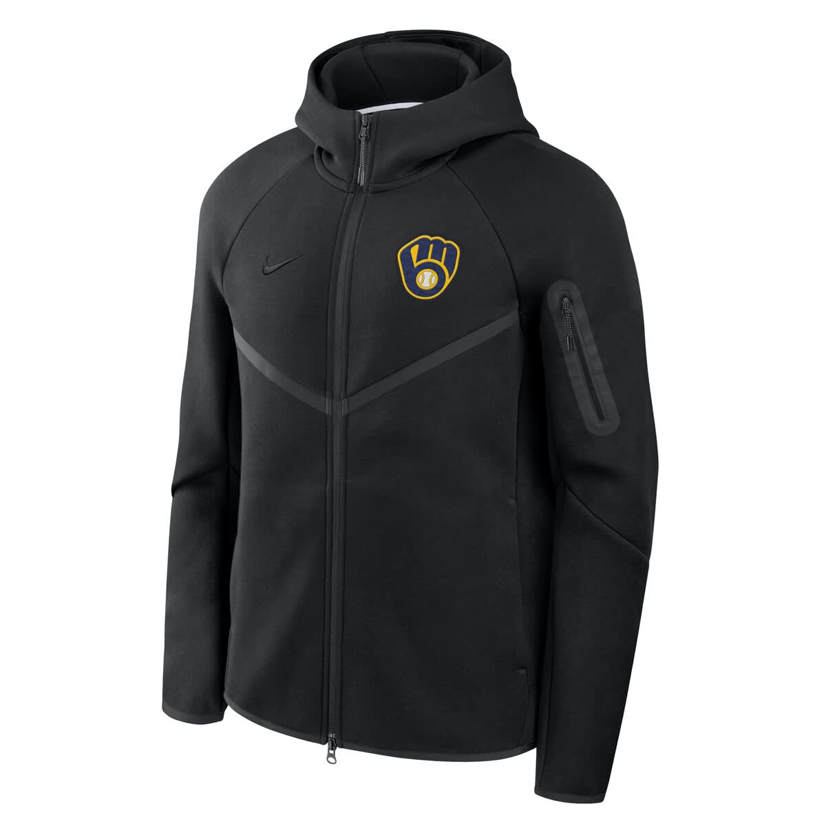 Men's Nike Black Milwaukee Brewers Tech Fleece Raglan Full-Zip Windrunner Hoodie - image 2